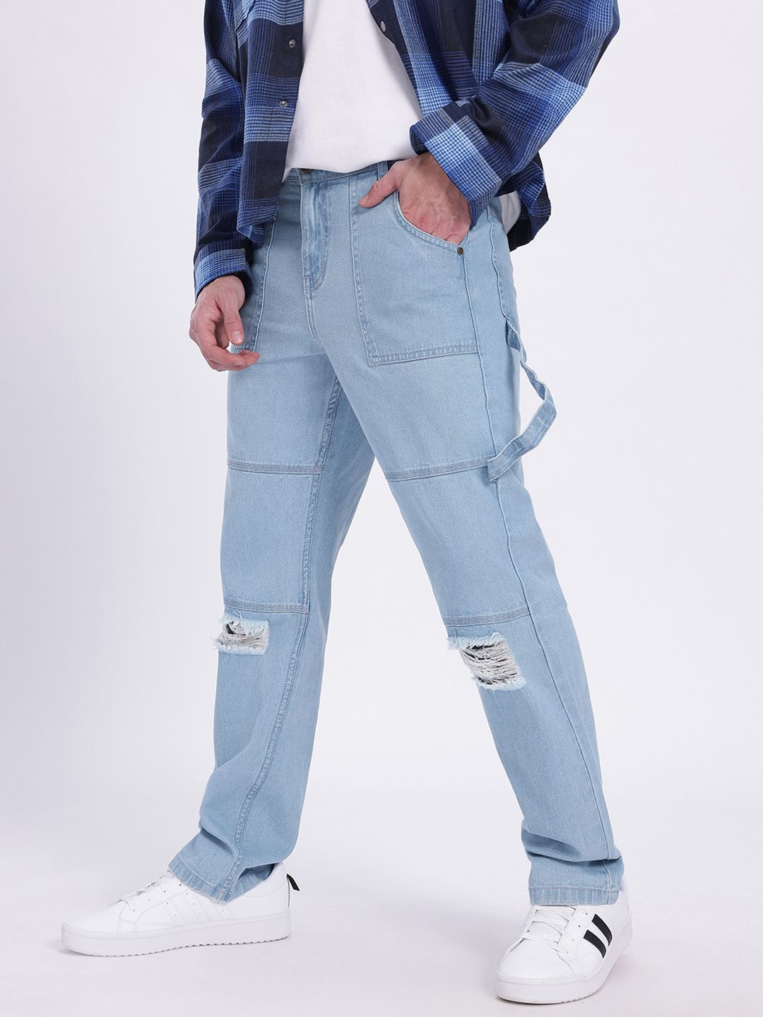 Men Raw Edge Ripped Regular Fit Jeans