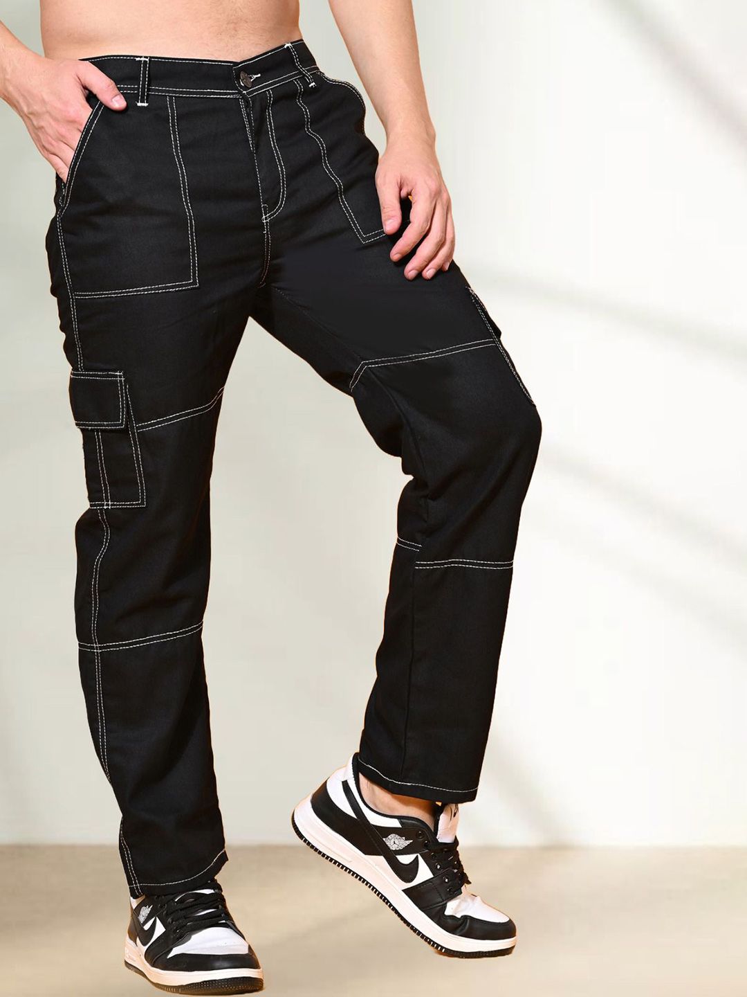 Men Classic Straight Fit Cargo Styles Jeans - Image 2