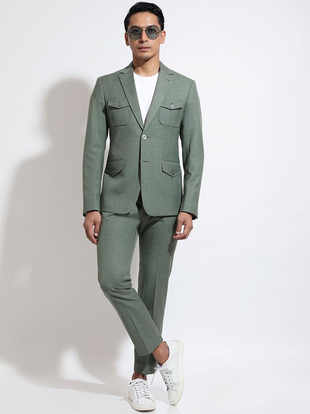 Notched Lapel Slim-Fit Single Breasted Satin Formal Blazer