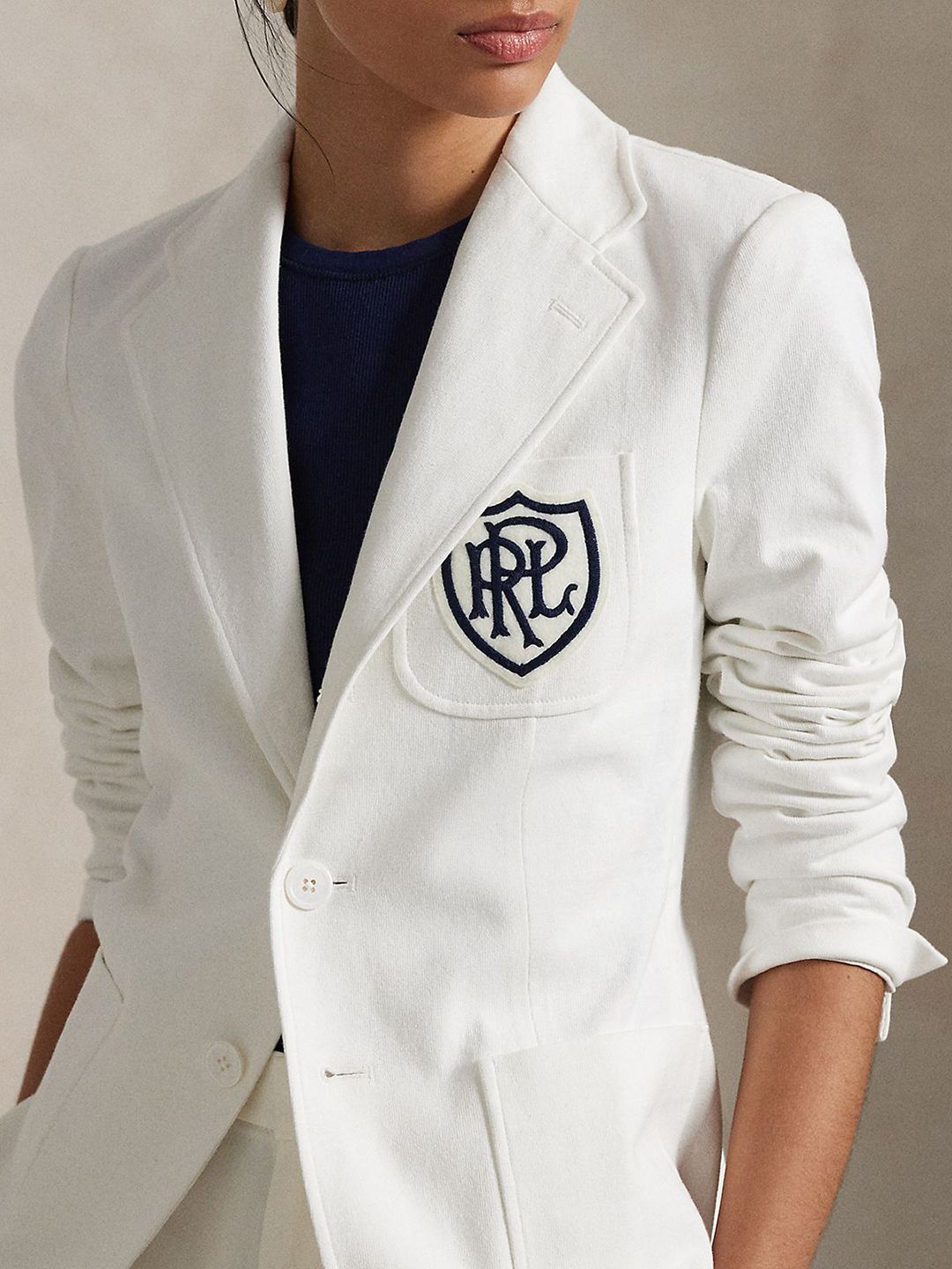 Polo Ralph Lauren Logo-Crest Pure Cotton Slim-Fit Jersey Blazer - Image 2