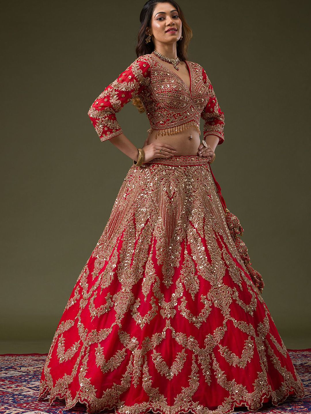 Embellished Sequinned Ready to Wear Lehenga & Blouse With Dupatta - Image 2