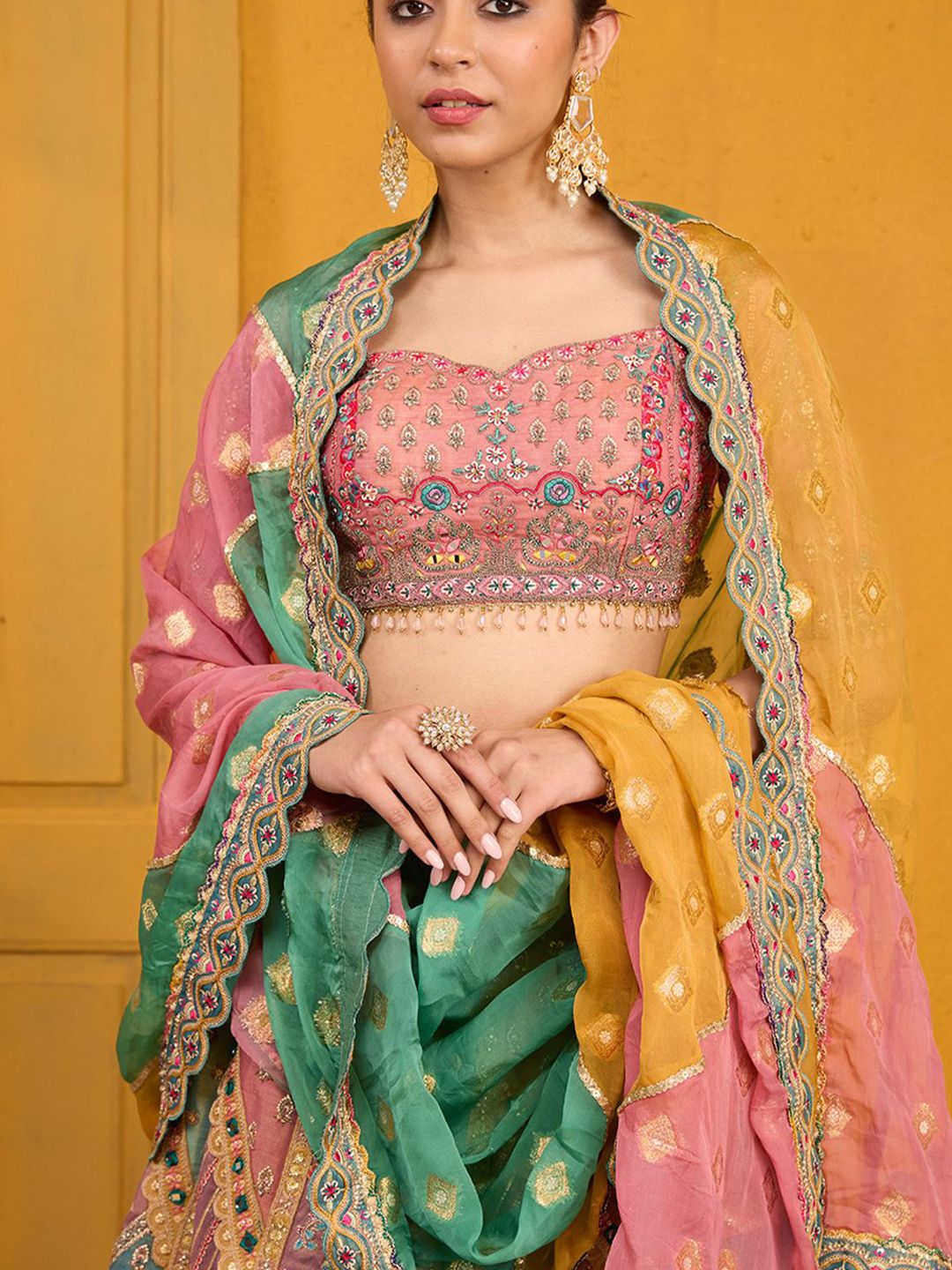 Embellished Mirror Work Ready to Wear Lehenga & Blouse With Dupatta - Image 2