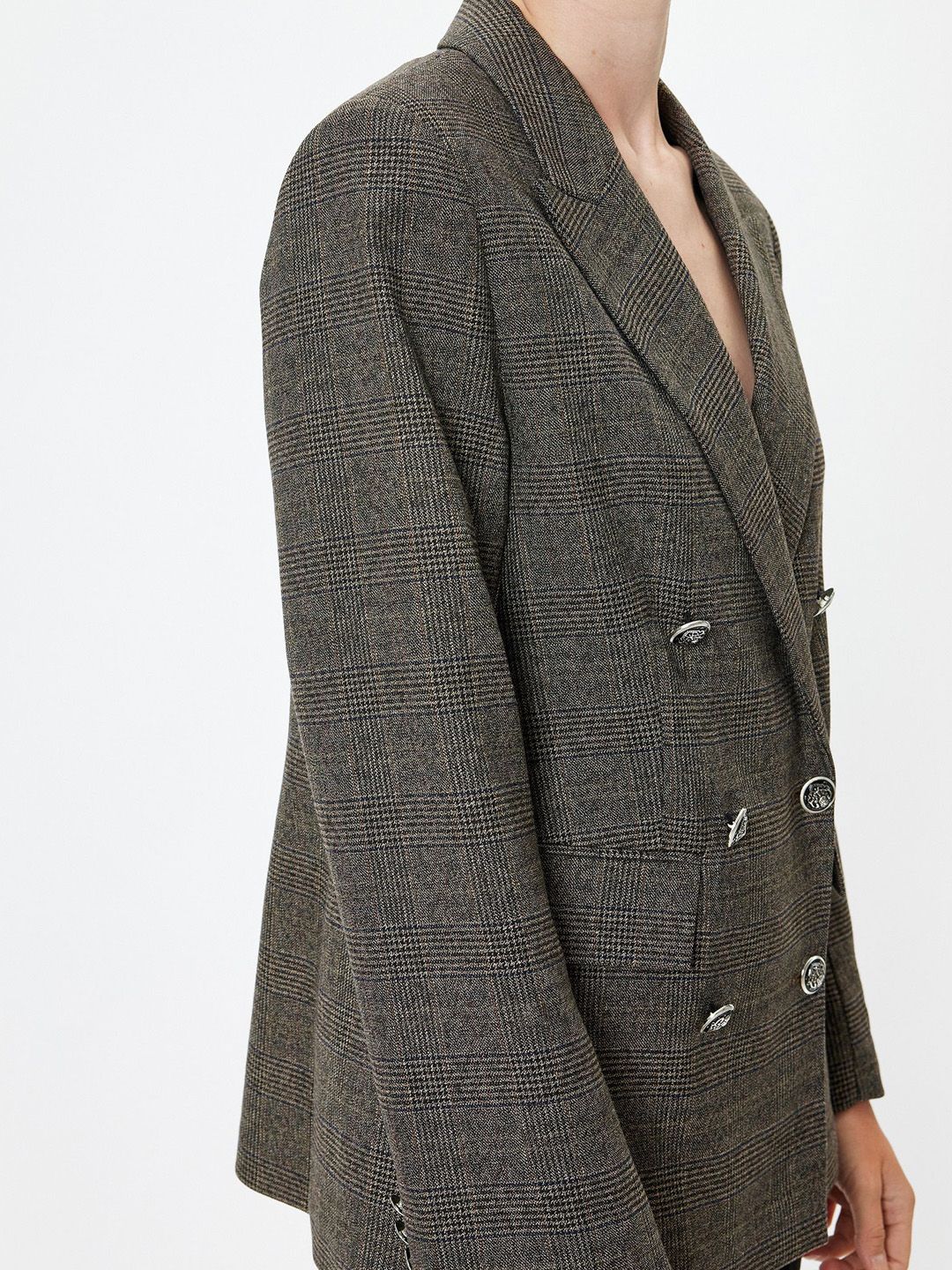 Koton Printed Notched Lapel Collar Double Breasted Blazers - Image 2