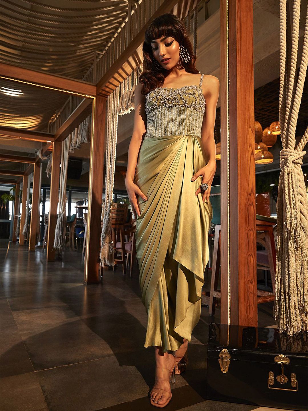 Babita M Satin Maxi Dress