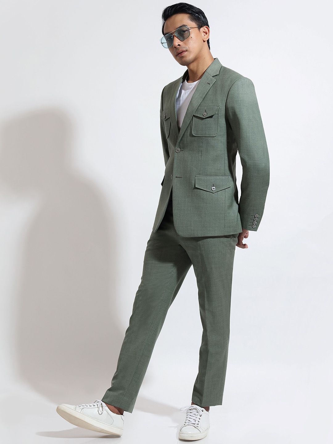 Notched Lapel Slim-Fit Single Breasted Satin Formal Blazer - Image 3